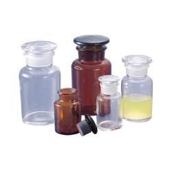 【柴田計器】ガラス器具　試薬びん 広口 白　500ml×3と250ml×1 広口試薬瓶（透明） 500mL【りかなび】ケニス株式会社