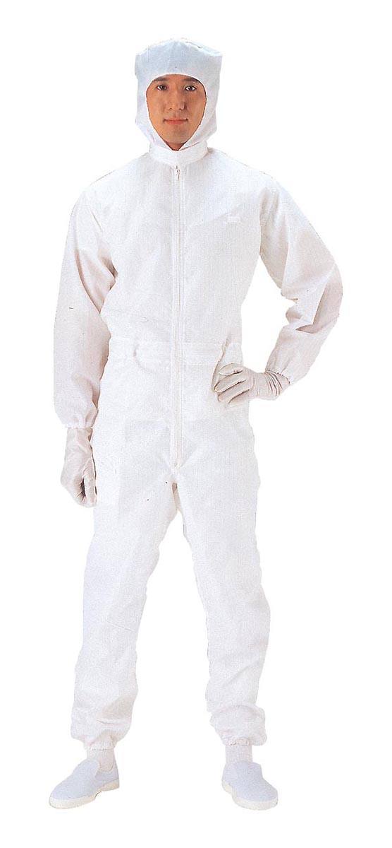クリーンルーム等精密部品加工仕様　複数セット ホワイト/ミントグリーン Mサイズ 続服（クリーンルーム用 軽量タイプ） 7338G サイズS白【ミヤマ