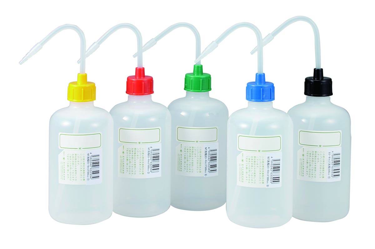 カラーキャップ洗浄瓶（細口） NT洗瓶 500mL レモンイエロー