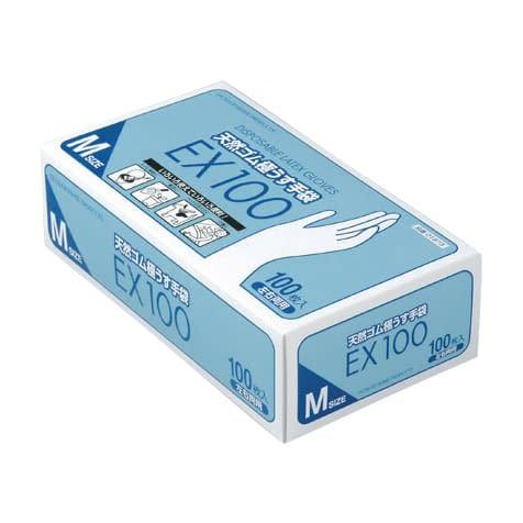 天然ゴム極うす手袋 EX100 07620(M)100枚入【りかなび】ケニス株式会社