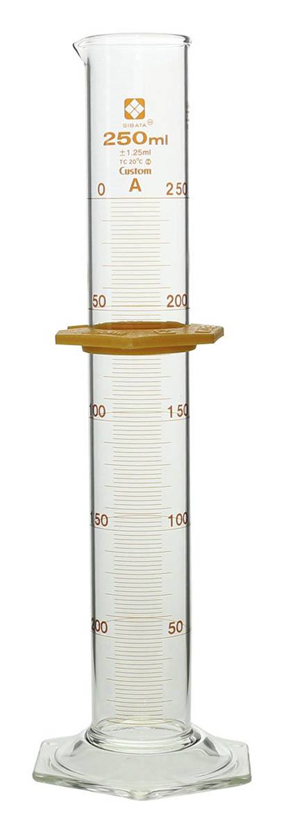 メスシリンダー （SIBATA） カスタムA 250mL バンパー付