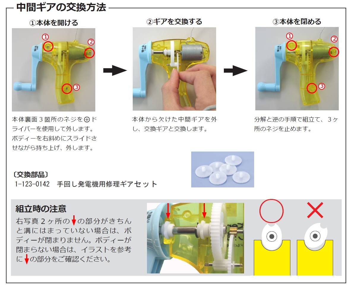 手回し発電機 修理ギアセット（5個）【りかなび】ケニス株式会社
